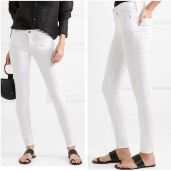 Frame Le Skinny De Jeanne White Jeans Size 26 Minimalist Neutral Classic - Picture 1 of 9